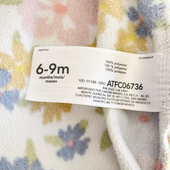 Carters Baby 6-9M Floral Multi Microfleece Sleep Bag Sleepsack Soft Warm Zip - Picture 3 of 4
